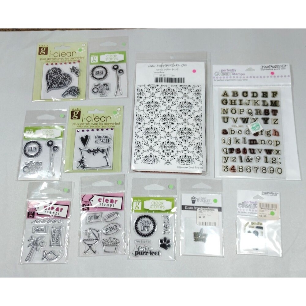 Studio G Clear Stamps Scrapbooking Crafts Alphabet BBQ Hearts Baby Vacation NEW